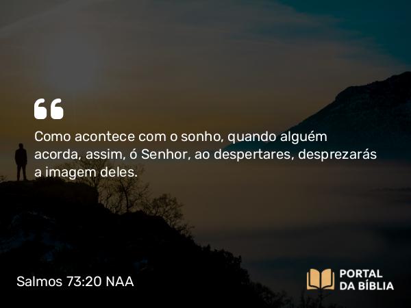 Salmos 73:20 NAA - Como acontece com o sonho, quando alguém acorda, assim, ó Senhor, ao despertares, desprezarás a imagem deles.