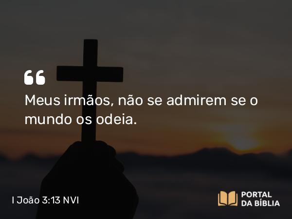 I João 3:13 NVI - Meus irmãos, não se admirem se o mundo os odeia.