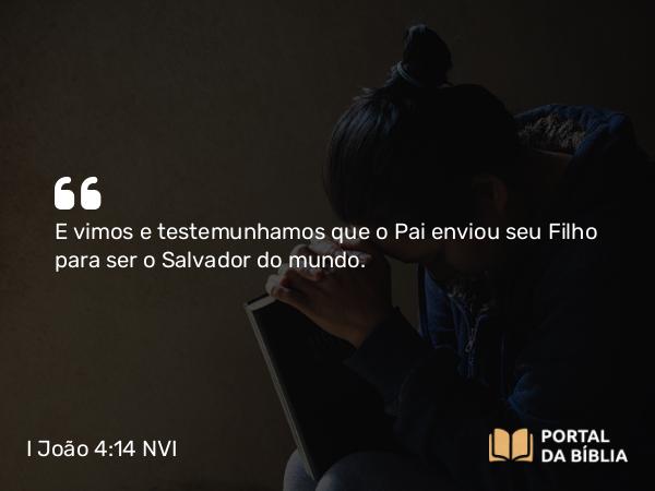 I João 4:14 NVI - E vimos e testemunhamos que o Pai enviou seu Filho para ser o Salvador do mundo.