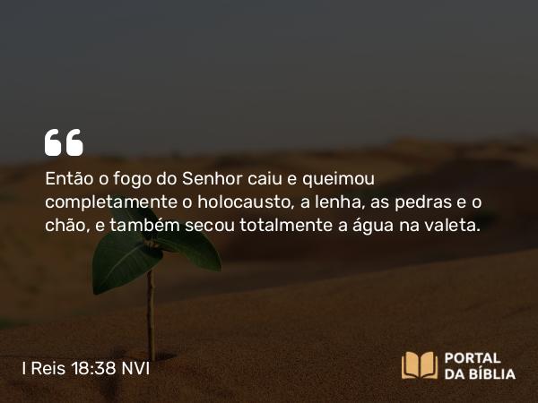 I Reis 18:38 NVI - Então o fogo do Senhor caiu e queimou completamente o holocausto, a lenha, as pedras e o chão, e também secou totalmente a água na valeta.