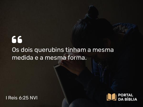 I Reis 6:25 NVI - Os dois querubins tinham a mesma medida e a mesma forma.