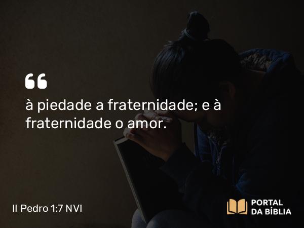 II Pedro 1:7 NVI - à piedade a fraternidade; e à fraternidade o amor.