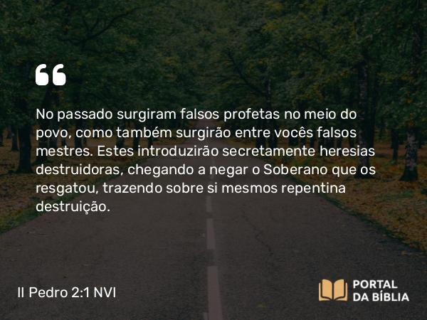 II Pedro 2:1 NVI - No passado surgiram falsos profetas no meio do povo, como também surgirão entre vocês falsos mestres. Estes introduzirão secretamente heresias destruidoras, chegando a negar o Soberano que os resgatou, trazendo sobre si mesmos repentina destruição.