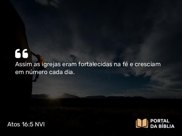 Atos 16:5 NVI - Assim as igrejas eram fortalecidas na fé e cresciam em número cada dia.