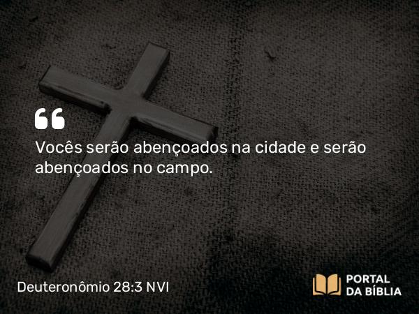 Deuteronômio 28:3 NVI - Vocês serão abençoados na cidade e serão abençoados no campo.