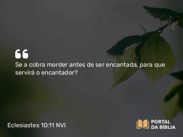 Eclesiastes 10:11 NVI - Se a cobra morder antes de ser encantada, para que servirá o encantador?