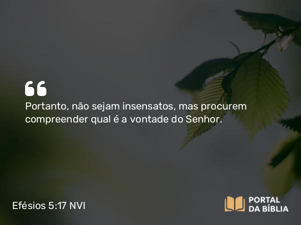 Efésios 5:17 NVI - Portanto, não sejam insensatos, mas procurem compreender qual é a vontade do Senhor.