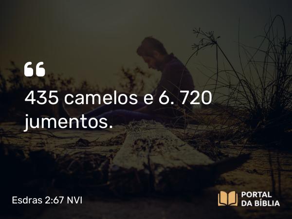 Esdras 2:067 NVI - 435 camelos e 6. 720 jumentos.