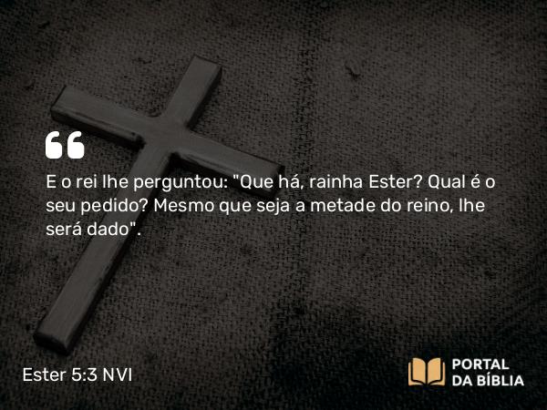 Ester 5:3 NVI - E o rei lhe perguntou: 