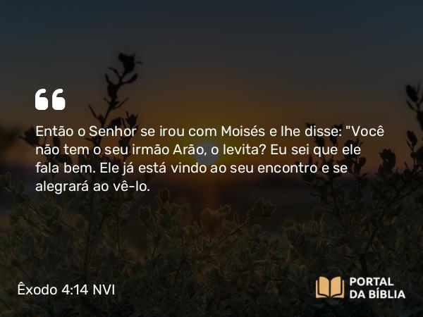 Êxodo 4:14 NVI - Então o Senhor se irou com Moisés e lhe disse: 