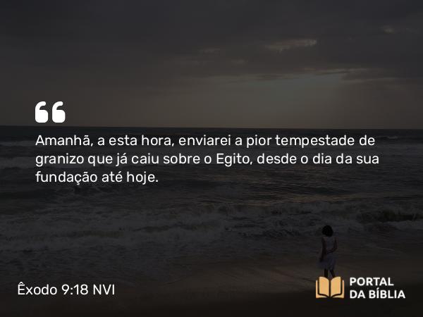 Êxodo 9:18 NVI - Amanhã, a esta hora, enviarei a pior tempestade de granizo que já caiu sobre o Egito, desde o dia da sua fundação até hoje.