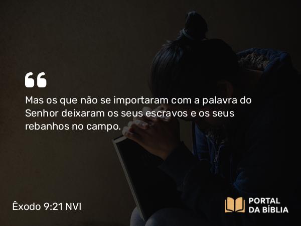 Êxodo 9:21 NVI - Mas os que não se importaram com a palavra do Senhor deixaram os seus escravos e os seus rebanhos no campo.