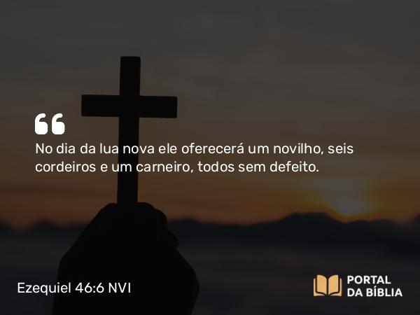 Ezequiel 46:6 NVI - No dia da lua nova ele oferecerá um novilho, seis cordeiros e um carneiro, todos sem defeito.