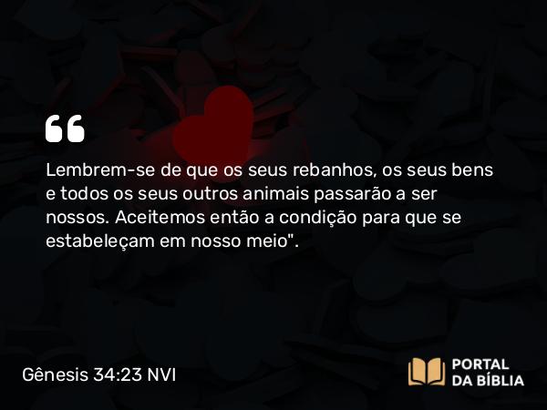 Gênesis 34:23 NVI - Lembrem-se de que os seus rebanhos, os seus bens e todos os seus outros animais passarão a ser nossos. Aceitemos então a condição para que se estabeleçam em nosso meio