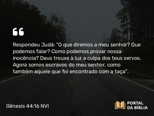 Gênesis 44:16 NVI - Respondeu Judá: 