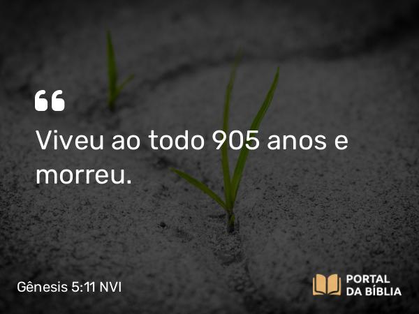 Gênesis 5:11 NVI - Viveu ao todo 905 anos e morreu.