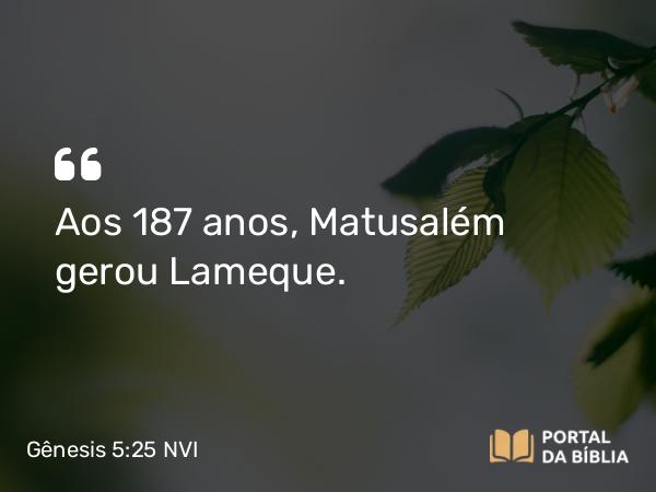 Gênesis 5:25 NVI - Aos 187 anos, Matusalém gerou Lameque.