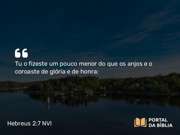 Hebreus 2:7 NVI - Tu o fizeste um pouco menor do que os anjos e o coroaste de glória e de honra;