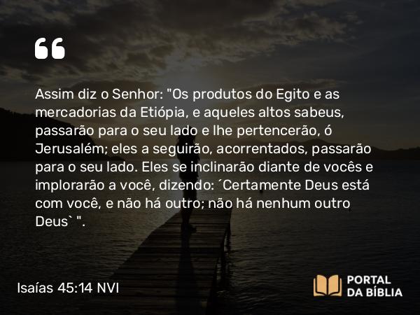 Isaías 45:14 NVI - Assim diz o Senhor: 