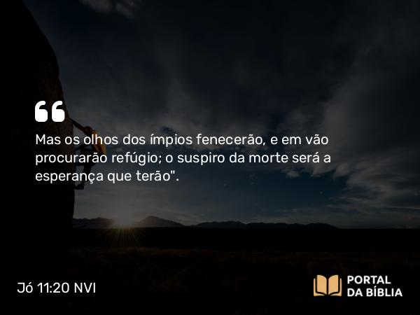 Jó 11:20 NVI - Mas os olhos dos ímpios fenecerão, e em vão procurarão refúgio; o suspiro da morte será a esperança que terão