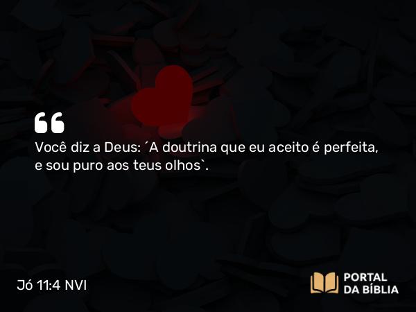 Jó 11:4 NVI - Você diz a Deus: ´A doutrina que eu aceito é perfeita, e sou puro aos teus olhos`.