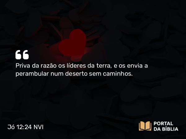 Jó 12:24 NVI - Priva da razão os líderes da terra, e os envia a perambular num deserto sem caminhos.