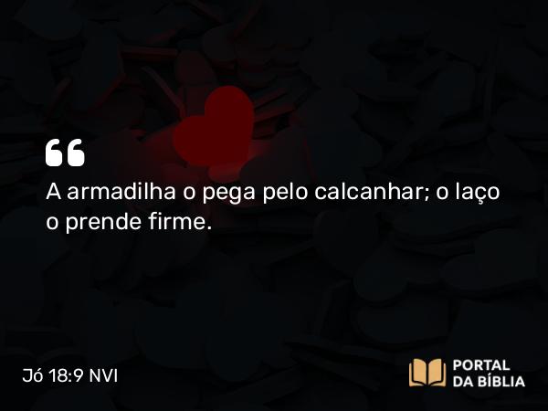 Jó 18:9 NVI - A armadilha o pega pelo calcanhar; o laço o prende firme.