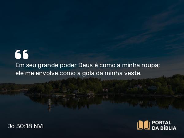 Jó 30:18 NVI - Em seu grande poder Deus é como a minha roupa; ele me envolve como a gola da minha veste.