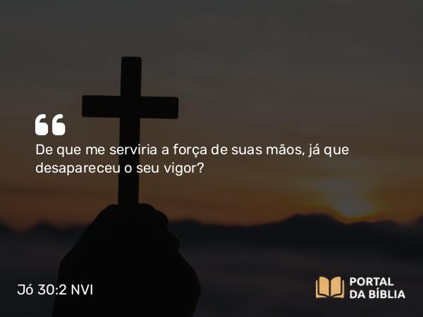 Jó 30:2 NVI - De que me serviria a força de suas mãos, já que desapareceu o seu vigor?