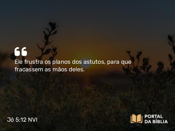 Jó 5:12 NVI - Ele frustra os planos dos astutos, para que fracassem as mãos deles.