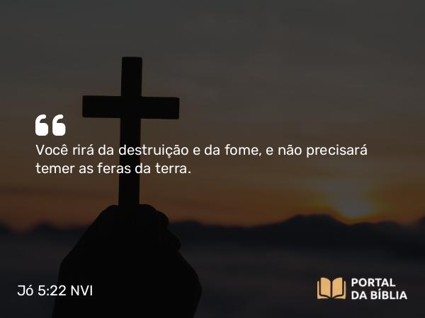 Jó 5:22 NVI - Você rirá da destruição e da fome, e não precisará temer as feras da terra.