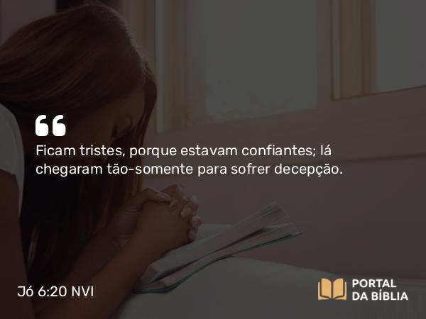 Jó 6:20 NVI - Ficam tristes, porque estavam confiantes; lá chegaram tão-somente para sofrer decepção.