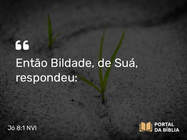 Jó 8:1 NVI - Então Bildade, de Suá, respondeu: