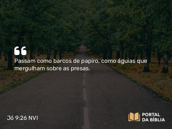 Jó 9:26 NVI - Passam como barcos de papiro, como águias que mergulham sobre as presas.