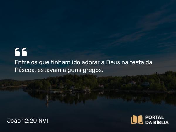 João 12:20 NVI - Entre os que tinham ido adorar a Deus na festa da Páscoa, estavam alguns gregos.