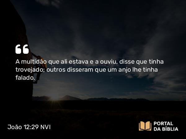 João 12:29 NVI - A multidão que ali estava e a ouviu, disse que tinha trovejado; outros disseram que um anjo lhe tinha falado.