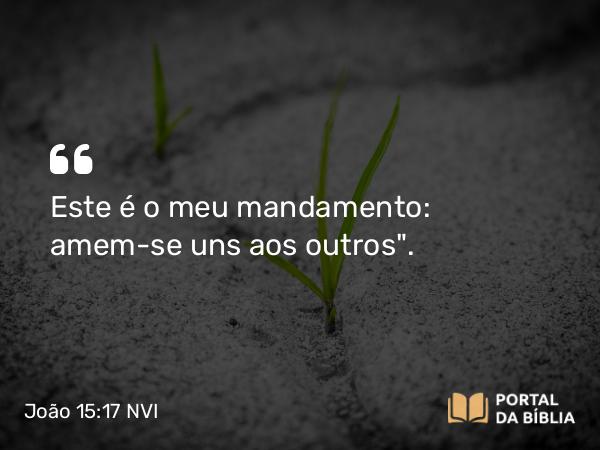 João 15:17 NVI - Este é o meu mandamento: amem-se uns aos outros