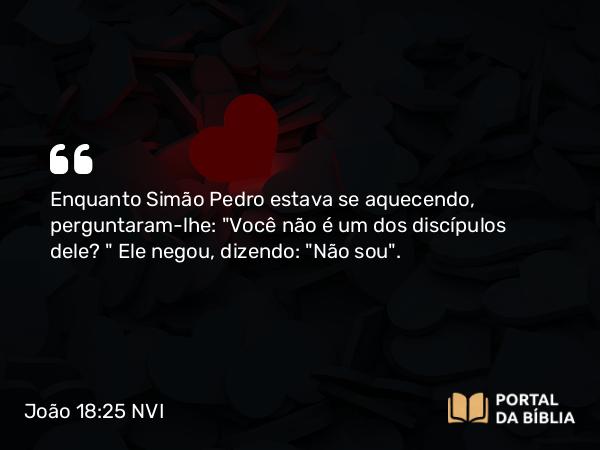 João 18:25 NVI - Enquanto Simão Pedro estava se aquecendo, perguntaram-lhe: 