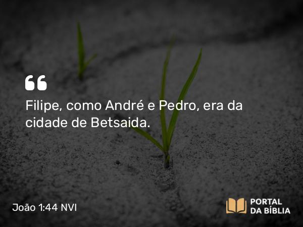 João 1:44 NVI - Filipe, como André e Pedro, era da cidade de Betsaida.