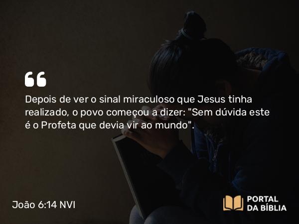 João 6:14 NVI - Depois de ver o sinal miraculoso que Jesus tinha realizado, o povo começou a dizer: 