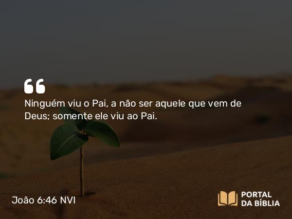 João 6:46 NVI - Ninguém viu o Pai, a não ser aquele que vem de Deus; somente ele viu ao Pai.