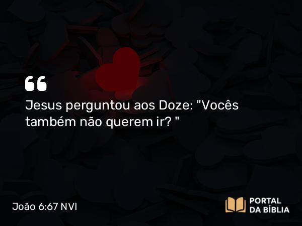 João 6:67 NVI - Jesus perguntou aos Doze: 