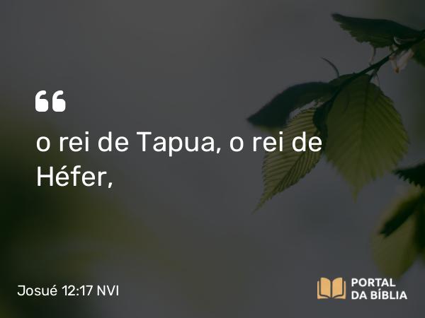 Josué 12:17 NVI - o rei de Tapua, o rei de Héfer,