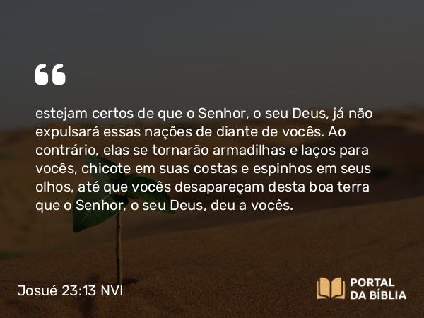 Josué 23:13 NVI - estejam certos de que o Senhor, o seu Deus, já não expulsará essas nações de diante de vocês. Ao contrário, elas se tornarão armadilhas e laços para vocês, chicote em suas costas e espinhos em seus olhos, até que vocês desapareçam desta boa terra que o Senhor, o seu Deus, deu a vocês.