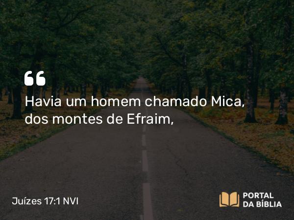 Juízes 17:1 NVI - Havia um homem chamado Mica, dos montes de Efraim,