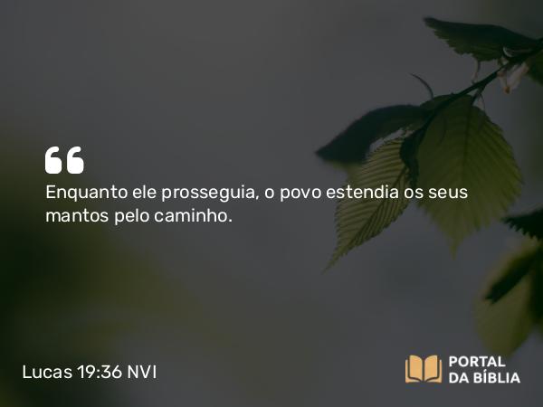 Lucas 19:36 NVI - Enquanto ele prosseguia, o povo estendia os seus mantos pelo caminho.