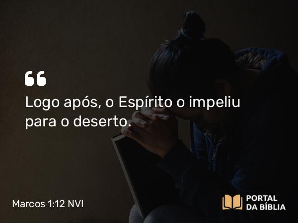 Marcos 1:12-13 NVI - Logo após, o Espírito o impeliu para o deserto.