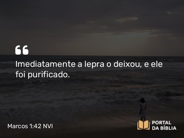 Marcos 1:42 NVI - Imediatamente a lepra o deixou, e ele foi purificado.