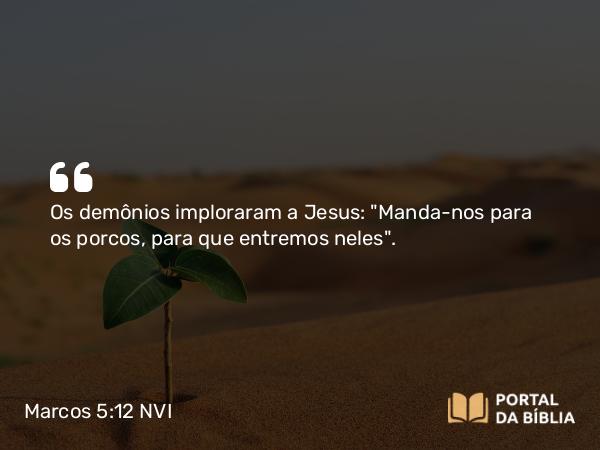 Marcos 5:12 NVI - Os demônios imploraram a Jesus: 