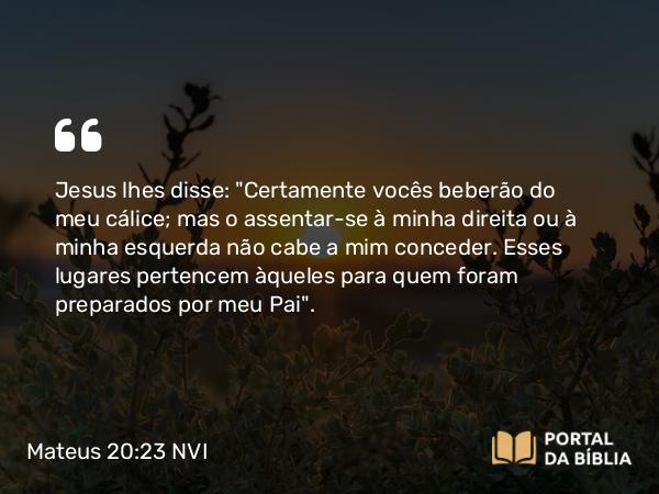 Mateus 20:23 NVI - Jesus lhes disse: 